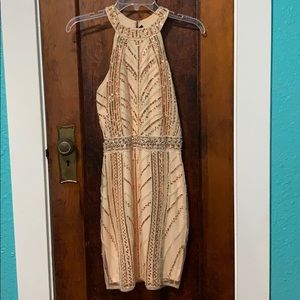 Tan and gold Windsor cocktail dress